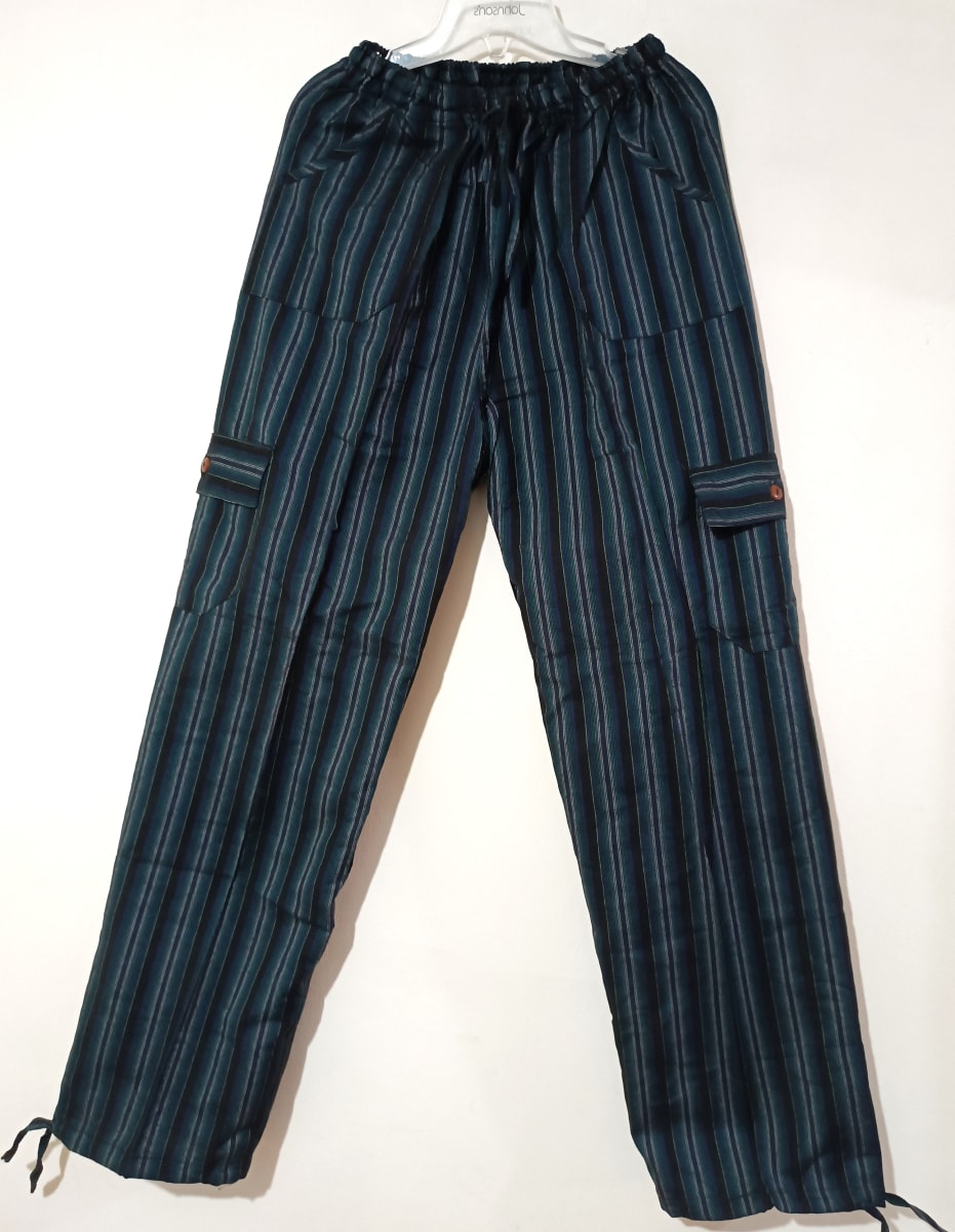 PANTALÓN  AZUL Y NEGRO RAYADO ALGODÓN1