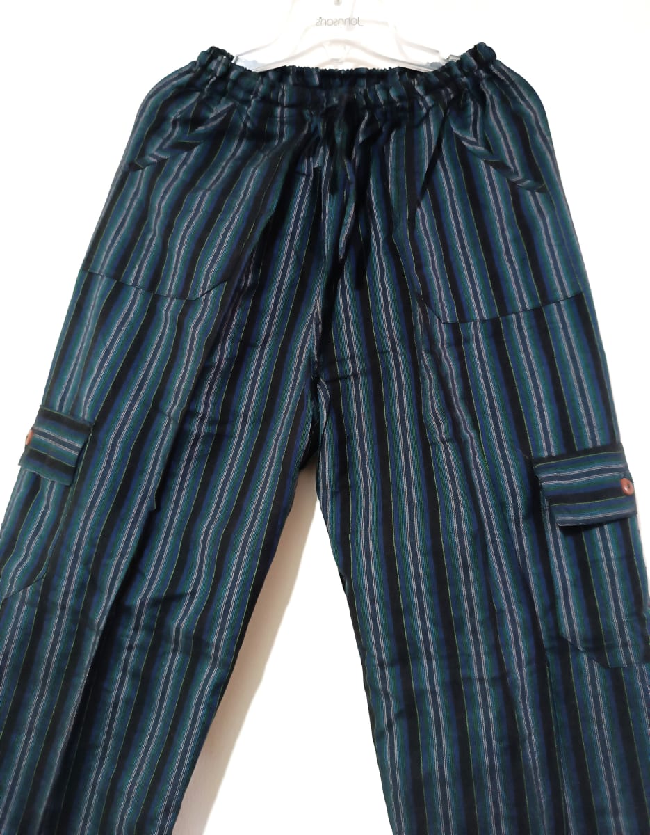 PANTALÓN  AZUL Y NEGRO RAYADO ALGODÓN2