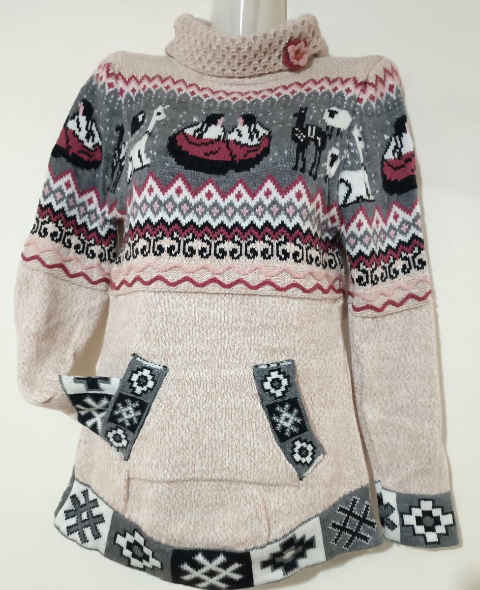 CHOMPA ALPACA CUSQUEÑA BORDADO BEIGE1