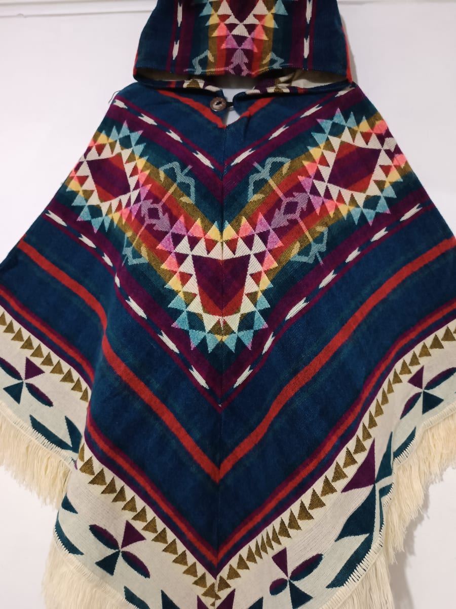 PONCHO  CUSQUEÑA ALPACA AZUL2