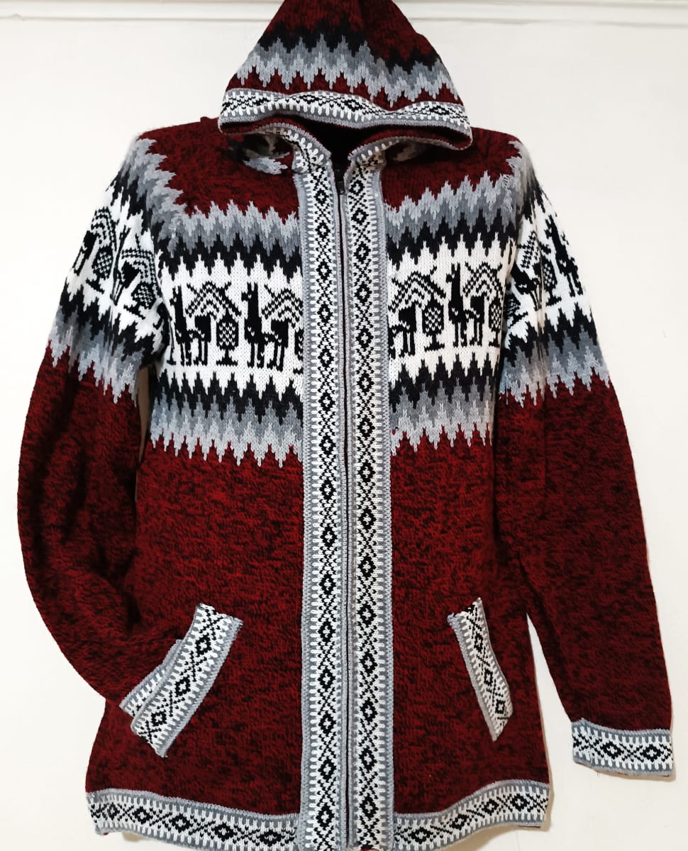 CHOMPA ALPACA CUSQUEÑO ROJO JASPEADO1