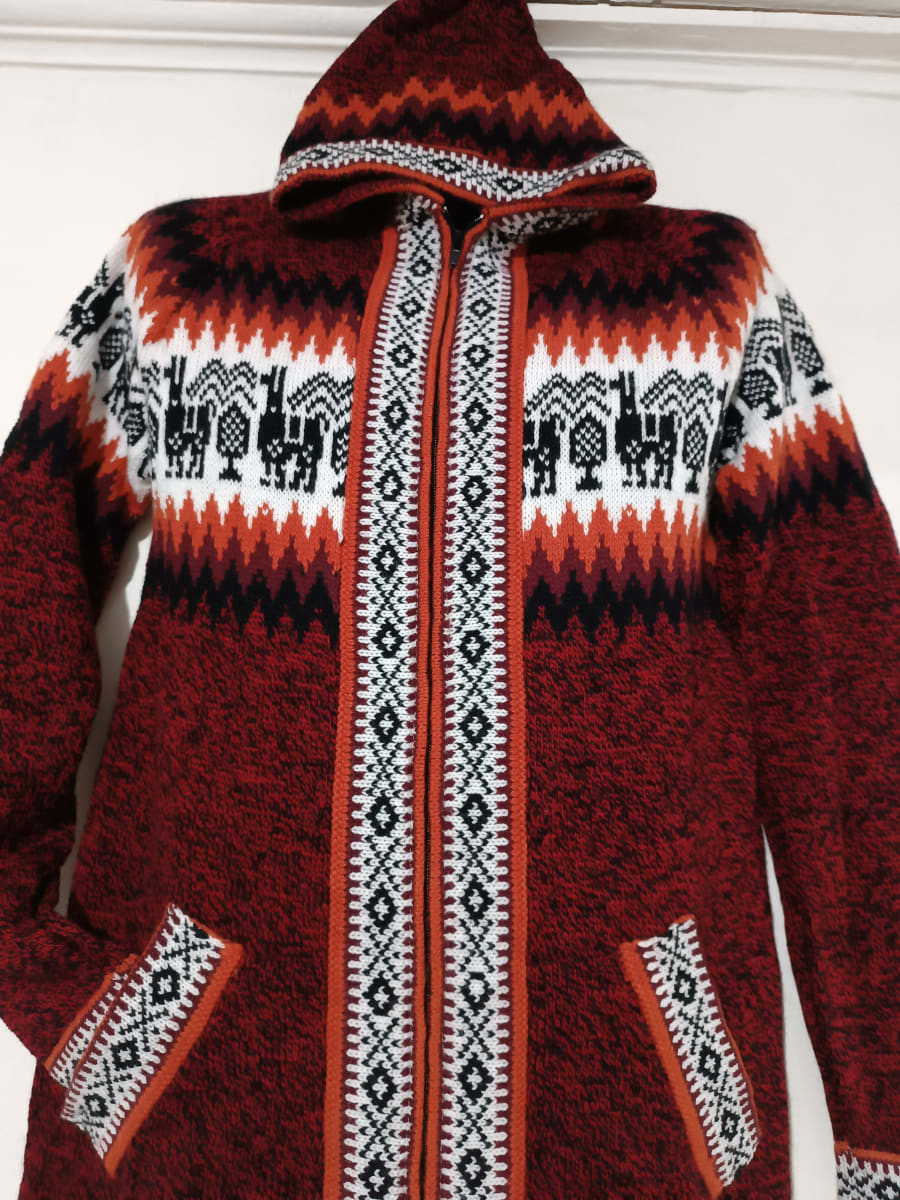 CHOMPA ALPACA  ROJO JASPEADO NARANJA2