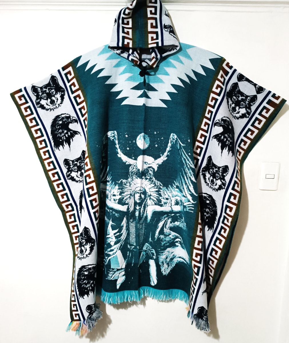 PONCHO ALPACA INDIO  LOBO AGUILA1