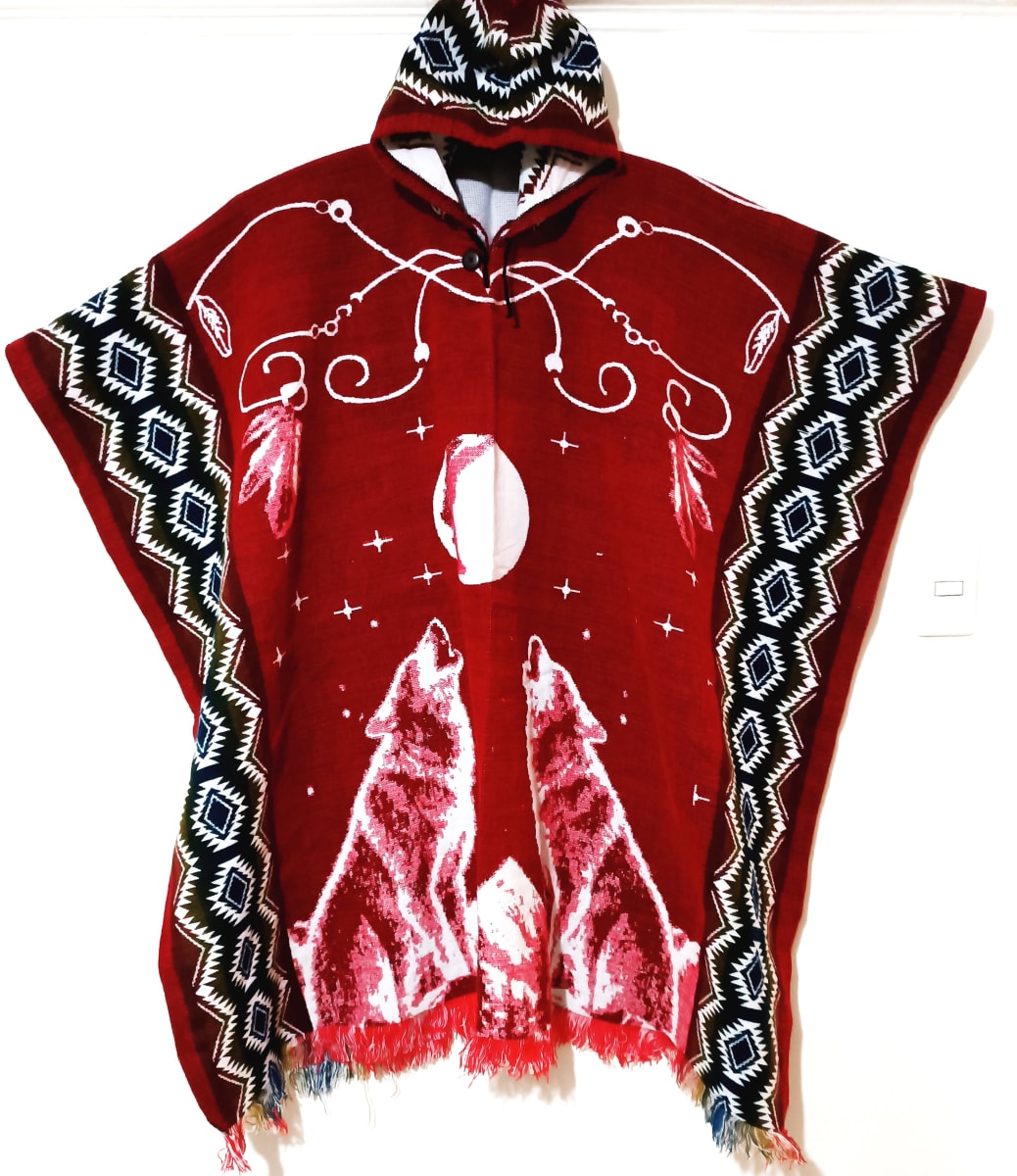 PONCHO ALPACA  LOBOS EN NOCHE DE LUNA1