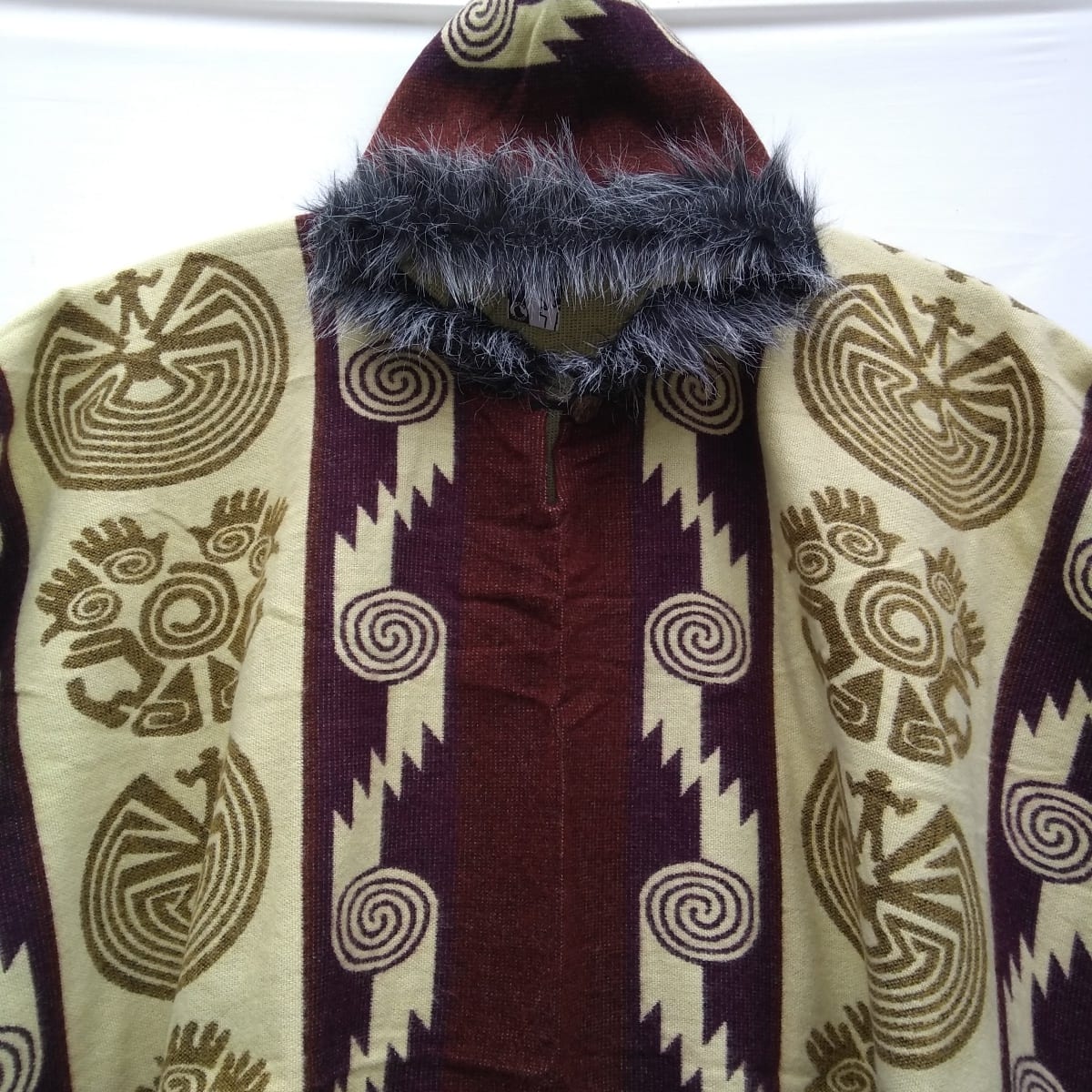 Poncho capucha terracota 2