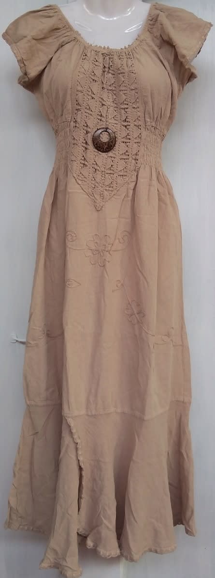 Vestido largo beige1