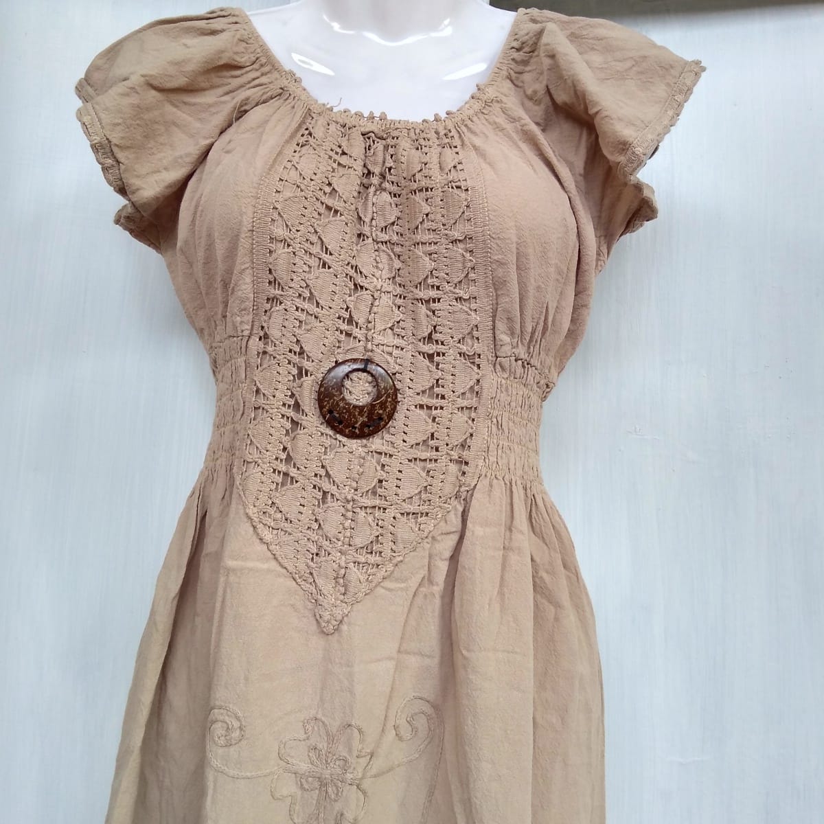 Vestido largo beige2