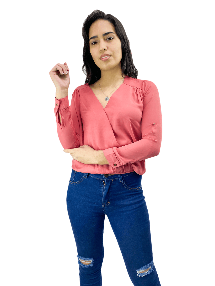 blusas cruzadas manga larga