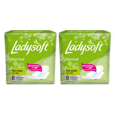 Toallas Higiénicas Ladysoft Normal pack x2 8 unidades c/u