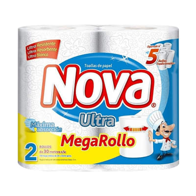 Toalla Nova Ultra Mega Rollo 2 unidades 30 metros
