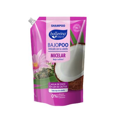 Shampoo Ballerina Bajopoo Micelar Agua de Coco y Flor de Cactus