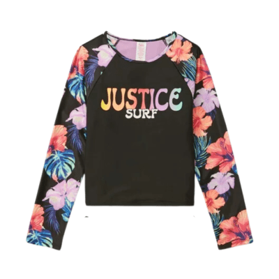 Polo de Baño Rash Guard Flores Justice Niña1