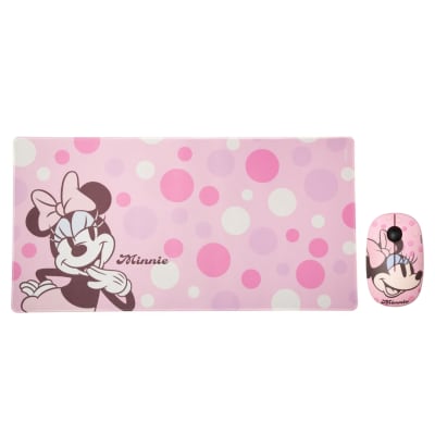 Mouse Inalambrico + Pad Desk Minnie Mouse Disney Neopreno Antideslizante 80x40 CM Rosado1