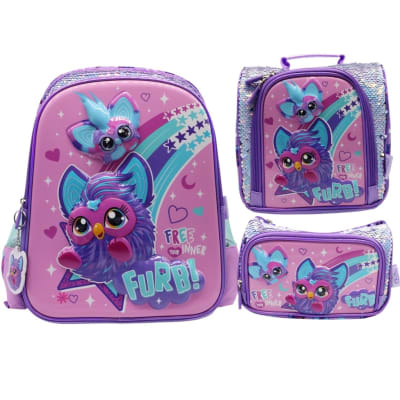 Pack Escolar Mochila Furby Lila Oficio1