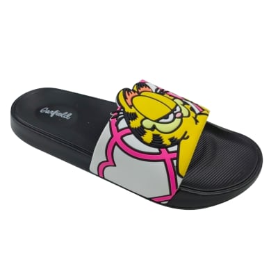 Sandalias Mujer Playeras Garfield Negro1