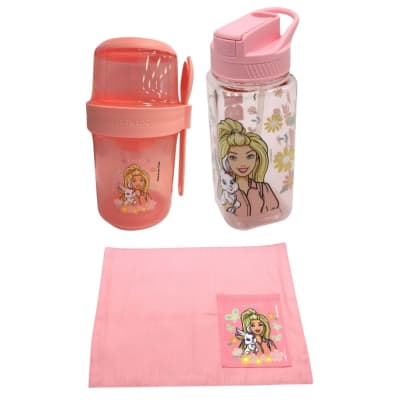 Pack Escolar Barbie Tomatodo Con Cañita 500ml + Vaso Yogurera + Individual1