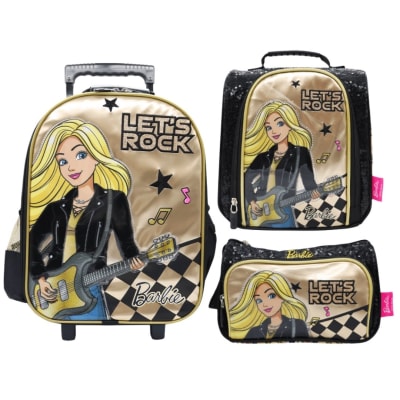 Maleta Oficio + Lonchera + Cartuchera Barbie Rockera1