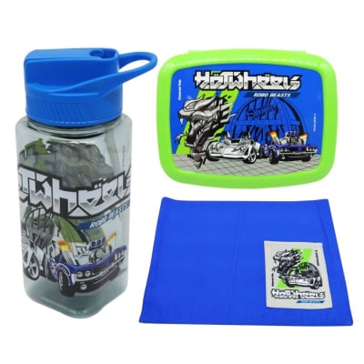 Pack Escolar Hot Wheels Tomatodo Con Cañita 500ml + Taper Bento + Individual1