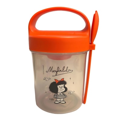 Taper con Cuchara Escolar Mafalda 560 ML Rosado1