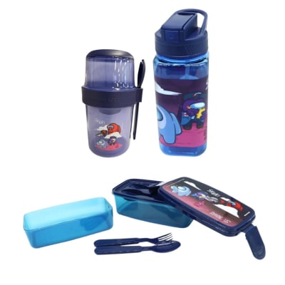 Pack Escolar Among us Tomatodo Con Cañita 500ml + Vaso Yoguerera+ Taper Doble Nivel1