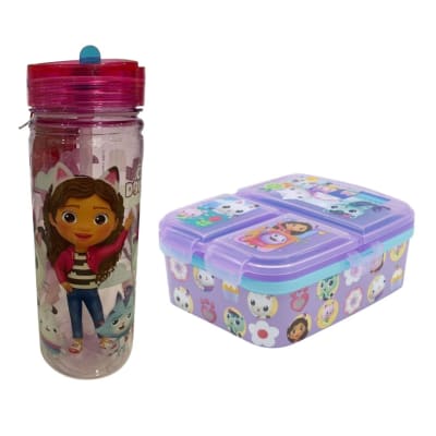 Pack Escolar Gabby Dollhouse Tomatodo Con Cañita + Taper Multiple XL1