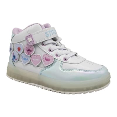 Zapatillas Niña Stitch Botin Blanco Celeste Con Luces1