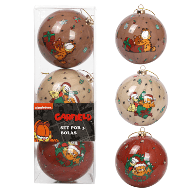 Set Bolas Navidad Arbol Garfield X3 unds 8cm Modelo 11