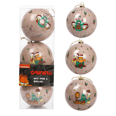 Set Bolas Navidad Arbol Garfield X3 unds 8cm Modelo 21