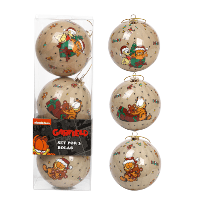 Set Bolas Navidad Arbol Garfield X3 unds 8cm Modelo 31