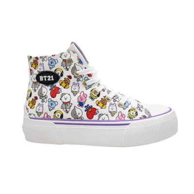 Zapatillas Urbanas Botin Mujer BT21 BTS Kpop Kawai Blanco Lila1