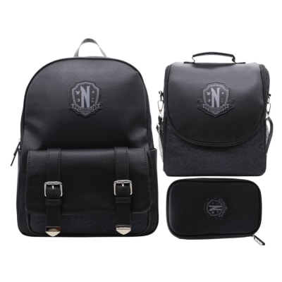 Pack Escolar Mochila Merlina Addams Negro Oficio1