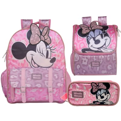 Pack Escolar Mochila Minnie Mouse Rosado Oficio1