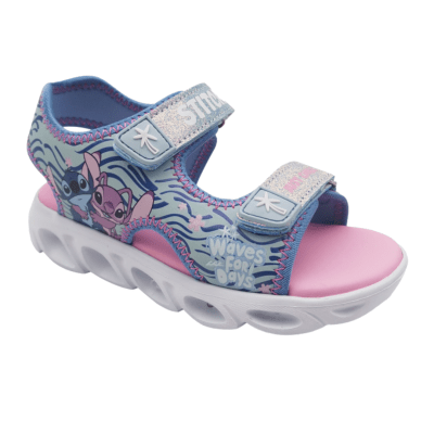 Sandalias Niña Playera Stitch Angel Azul Luces1