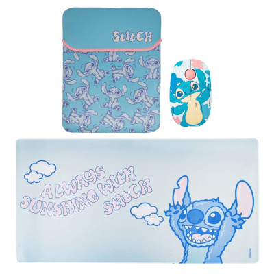 Mouse Inalambrico + Pad Desk 80x40 CM + Funda para Laptop Reversible Stitch Disney Neopreno 15 - 16 pulgadas1