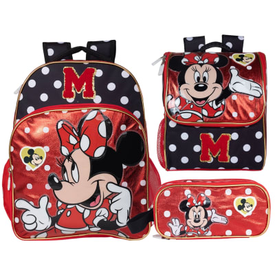 Pack Escolar Mochila Minnie Mouse Roja Oficio1