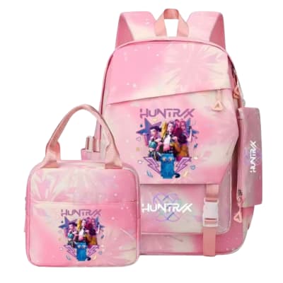 Pack Escolar Mochila Oficio Guerreras Kpop Huntrix Rosado1