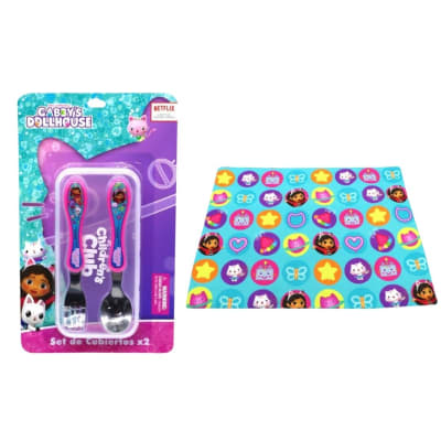 Pack Escolar Gabby Dollhouse Cubiertos + Individual1