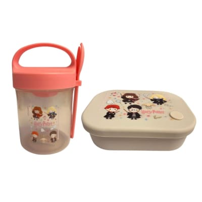 Pack Escolar Harry Potter Taper con Cuchara Rosa 560ml + Taper Silicona 770ml1
