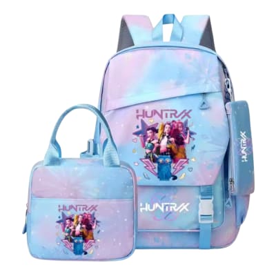 Pack Escolar Mochila Oficio Guerreras Kpop Huntrix Celeste Pastel1