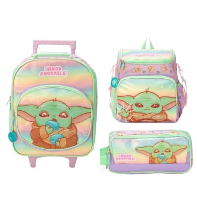 Maleta Nido + Lonchera + Cartuchera Star Wars Baby Yoda Niña1