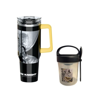 Pack Escolar Batman Mug Vaso con Cañita 1200ml +Taper con Cuchara 560ml1