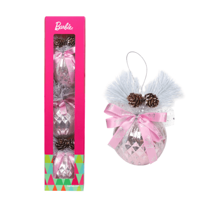 Set Bolas Navidad Arbol Barbie X3 unds 8cm Modelo 11