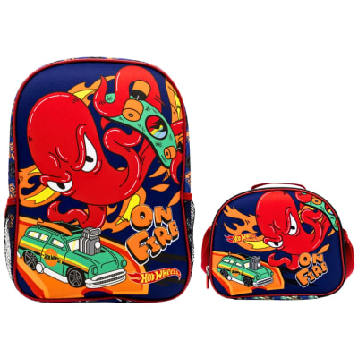 Pack Escolar Nido Mochila y Lonchera Hot Wheels1