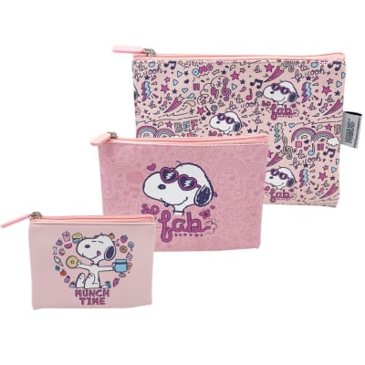Set de Neceser Cosmetiquero x3 Snoopy Rosado1