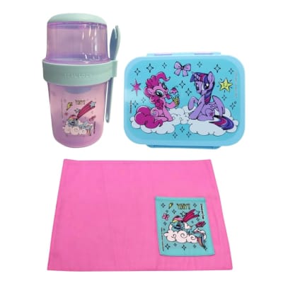 Pack Escolar My Little Pony Vaso Yogurera + Taper con Divisiones 900ml +Individual Reversible1
