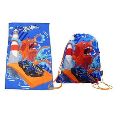 Pack Escolar Hot Wheels Set de Toallas 28x36cm + Bolsa de Aseo 42x34 cm1