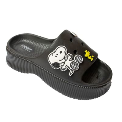 Sandalias Mujer Casual Snoopy Negro Blanco1