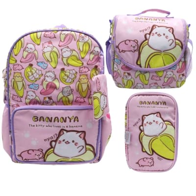 Pack Escolar Mochila Bananya Gatito Gabby Anime Oficio1