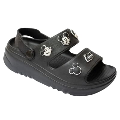 Sandalias Mujer Playera Plataforma Mickey Mouse Negro1