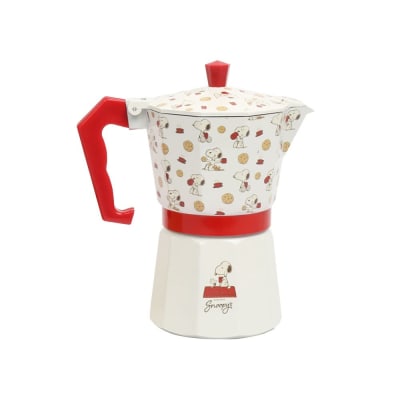 Cafetera Italiana Aluminio Snoopy Blanca1